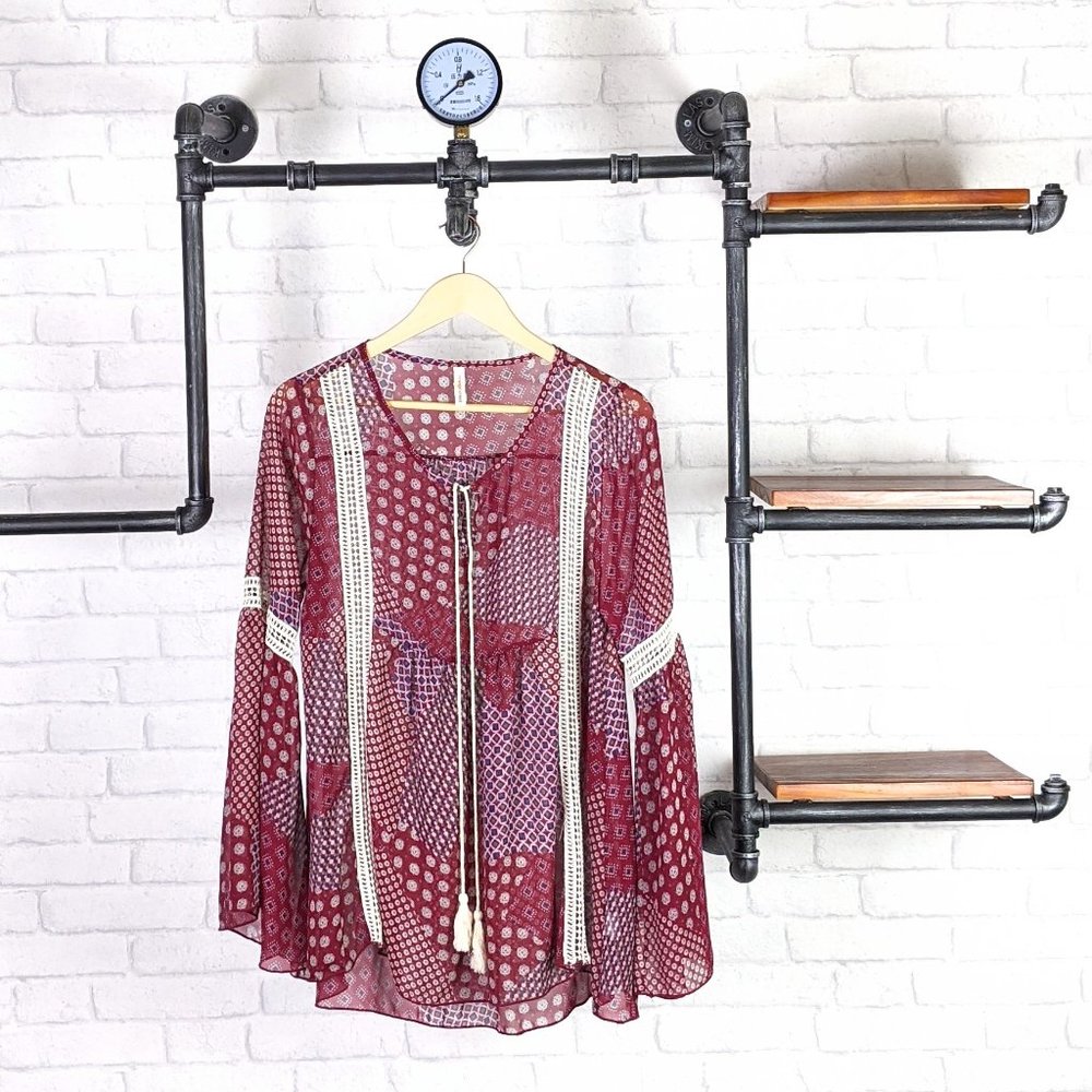 Orange Creek Boho Blouse Flared Sleeve | Maroon